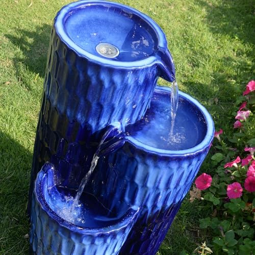 Blue Ceramic Fountain - Serenity in Simplicity, No Lights - Image 5
