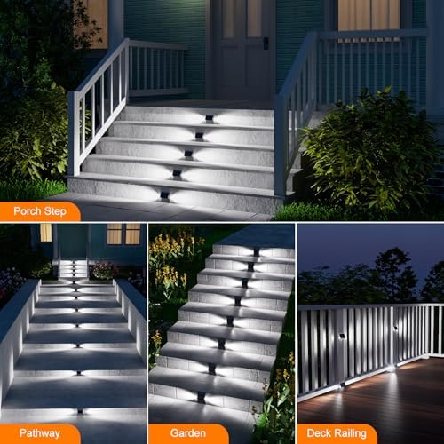 6-Pack Solar Step Lights, Waterproof, Cool White Dual-Sided Glow - Image 5