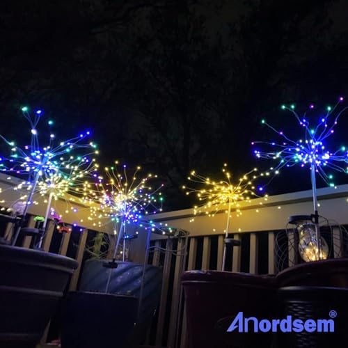 Anordsem Solar Firework Lights Outdoor Garden Fairy Lights 8 Pack Colorful - Image 6