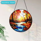Sunset Suncatcher Stained Glass Window Hanging Decor - Tree River Sun Catchers Indoor Home Outdoor Garden Decorations - Handmade Wall Art Ornaments Panels - Birthday Gifts for Women Men Mom Grandma - Image 4