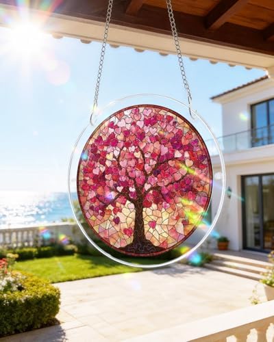 Acrylic Puzzles Suncatcher Window Hanging, 83 Pieces Pink Branches Puzzle, Suncatcher for Doors Garden, Mother's Day Christmas Birthday Gifts for Women Men (L - 8.9 * 8.9 in) - Image 2
