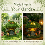 TERESA'S COLLECTIONS Fairy House Solar Light Green Moss Resin Statue 8" - Image 5