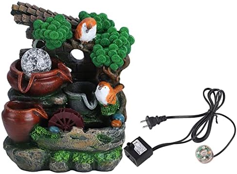 Srliya Resin Desktop Fountain Ornament, Simulate Rockery Waterfall Table Decoration with LED Light, for Home Office Garden Decor (US Plug 110V) - Image 6