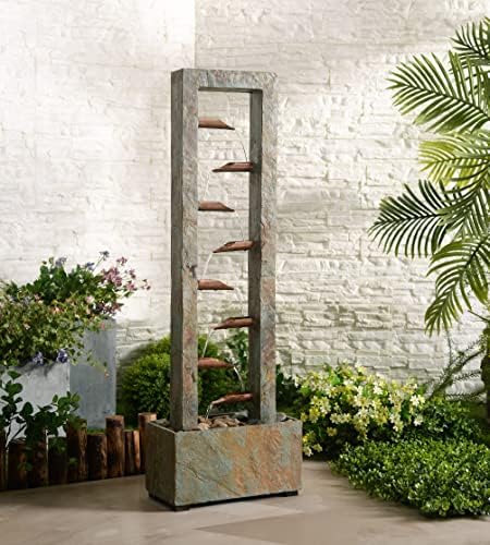 Kenroy Home 51008LGSLCOP Spillway Floor Fountain with Slate and Copper Finish, Rustic Style, 47.75" Height, 15.75" Width, 8" Depth - Image 6