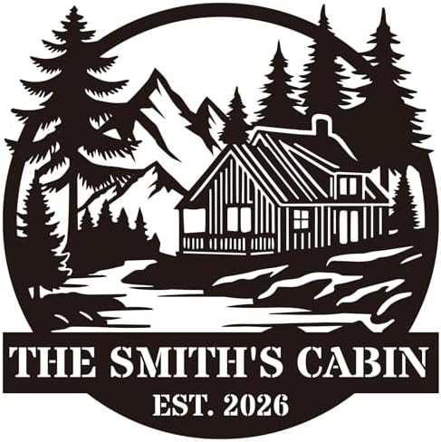Personalized Cabin Metal Sign, Custom Family Name Rustic Wall Art for Cabin, Custom Campsite Wall Decor, Mountain Trail Art, Family Camper Sign, Rustic Cabin & Lodge Decor for Dock, Deck, Entryway by OWFCBEI