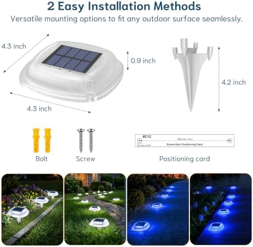 Solar Deck Lights Outdoor, Waterproof Solar Driveway Lights - Image 7