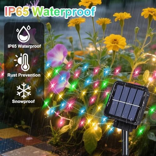 VOOKRY 4 Pack 10 Strands 200 LEDs Solar Fairy Lights Outdoor Waterproof, Solar Powered String Lights 8 Modes DIY Watering Can Lights for Party Wedding Patio Yard Garden Tree Decorations(Multicolor) - Image 6