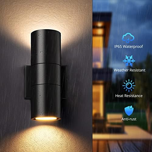 wowlite Dusk to Dawn Modern Outdoor Wall Sconce, Up & Down Lights, 2 Pack - Image 3