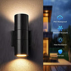 wowlite Dusk to Dawn Modern Outdoor Wall Sconce, Up & Down Lights, 2 Pack - Image 3