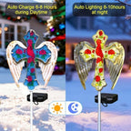 Cardinal Bird&Rose Solar Cross Garden Stake Light ,Christmas Decor Gifts - Image 2
