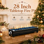 GRISUN 28 Inch Propane Tabletop Fire Pit, 45,000 BTU with Glass Wind Guard - Image 3