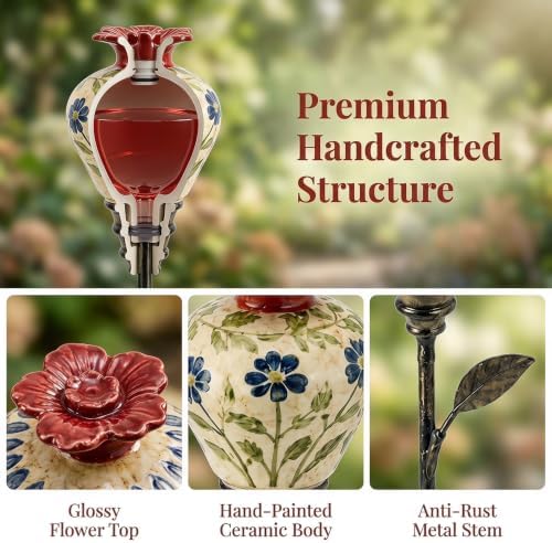 Vintage Ceramic Hummingbird Feeder Garden Stake Ornament，3 PCS - Image 5
