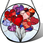 CHATYOUNG Stained Glass Window Hanging Heart-Shaped Balloon 9.8" - Mother's Valentine's Day Suncatcher Door Garden Home Decor Birthday for Woman Mom Nana Spouse Girlfriend Men by CHATYOUNG