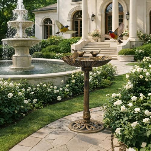 Magshion 31.5" Bird Bath with Solar Fountain for Outside, Bronze - Image 3