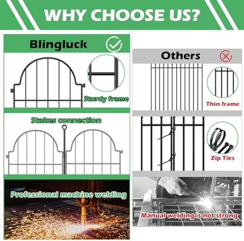 Blingluck Decorative Garden Fence, 17in(H) x 10.8ft(L), with Ground Stake - Image 4