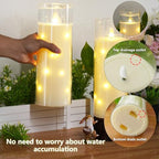 kakoya 11" x 4" Large Outdoor Waterproof Flameless LED Candles with Remote and Timer,Acrylic Pillar Candles Battery Operated with Embedded Star String for Porch,Patio,Outdoor Decor,Set of 2(Ivory) - Image 4