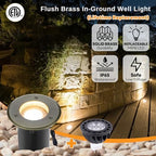 Gardenreet Landscape In Ground Well Lights - Brass Electric Low Voltage Ip65 Lights, 12V Wired LED Fixture, Antique Bronze for Patio Driveway Tree with 5000K Daylight White MR16 Bulb - Image 2