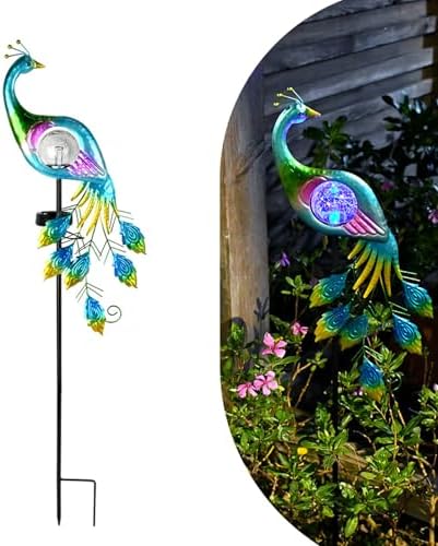 Solar Garden Decorative Lights, Garden Decor Solar Lights Peacock Lawn Light, for Yard Outdoor Decorations Ground Inserted Waterproof Yard Lamp LED (Blue) by YMTengFei