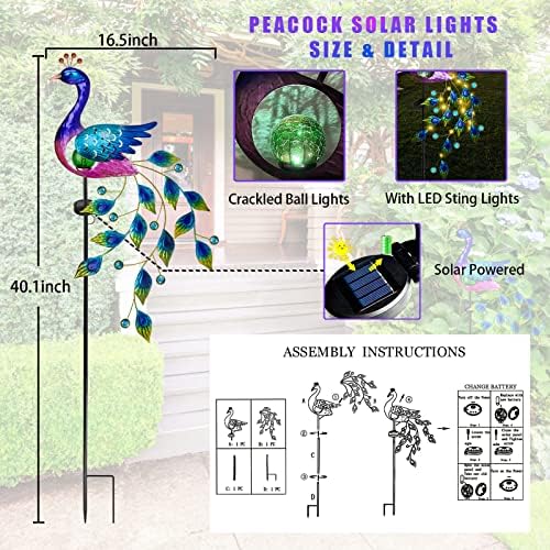 DREAMSOUL Peacock Solar Lights Outdoor, Waterproof Decorative Stake - Image 6