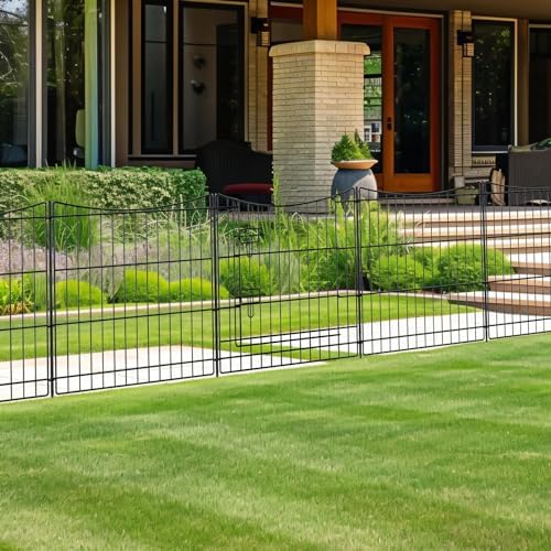 INJOPEXI Garden Fence 12 Panels 23.6ft(L)×24in(H) Decorative Garden Fences with 11 Panels + 1 Gate, Rustproof Metal Wire Temporary No Dig Rabbit Animal Barrier Fencing Dog Fence for Yard Patio Outdoor by INJOPEXI
