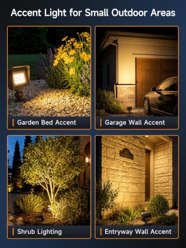 Gardenreet 12V Low Voltage Landscape Flood Lights, 7W LED Outdoor Wall Washer Lights 800LM Each, 2700K Warm White IP65 Aluminum Flood Lights, Angle Adjustable Wide Beam for Garden Beds, Yard, 12 Pack - Image 6
