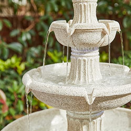 Glitzhome Water Fountain Outdoor Floor-Stand Fountains with LED Light & Pump, Oversized 3 Tier Terrazzo Waterfalls Patio Fountain and Waterfalls Outdoor Yard Fountains for Lawn Garden Backyard Deck - Image 6
