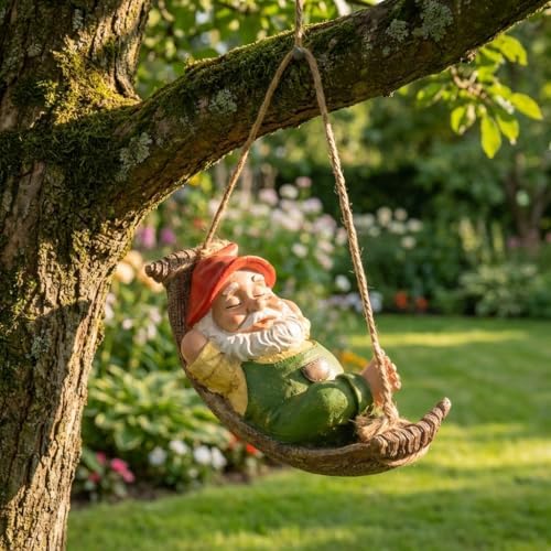 TERESA'S COLLECTIONS Green Garden Gnomes Statues for Garden Decor 8" - Image 3