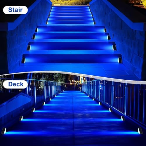 AUDLES 12 Pack Solar Stair Lights, Outdoor Step Lights with Waterproof IP67, Blue Color LED Solar Light for Outside Light Decor for Stair, Deck, Front Step, Front Porch, Patio and Backyard - Image 5