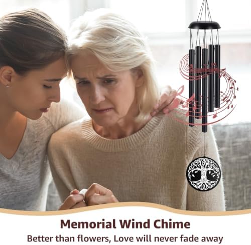 Sympathy Wind Chimes for Loss of Loved One, 39" Memorial Windchimes Outdoor - Image 2
