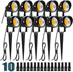 ZUCKEO 10W Low Voltage Landscape Lights LED Landscape Lighting with Connectors 12V Waterproof Outdoor Landscape Spotlights Floor Yard Lawn Best Garden Lights 1000LM Warm White (10Pack with Connector) by ZUCKEO