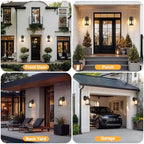 OKELI 2-Pack Dusk to Dawn Outdoor Wall Lights, Black Exterior Lighting Fixture Wall Sconces with E26 & Tempered Glass, Rust Resistant Outside Lantern Lights Wall Mounted for Porch(Brown) - Image 5