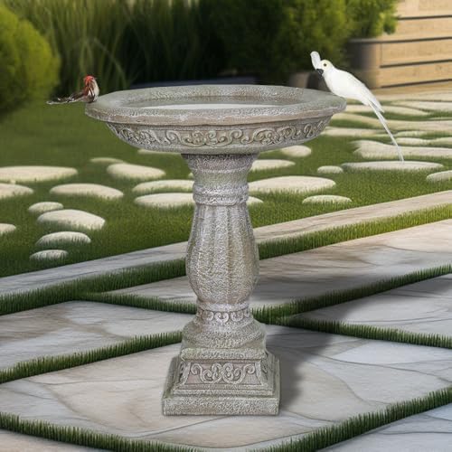 20”Dia.X 23.8”Tall Outdoor Birdbath with Pedestal - Modern Garden Birdbaths Outdoor Decor for Bird Spa & Birdfeeder, Floor Bird Baths for Garden Patio, Yard, Lawn - Image 2