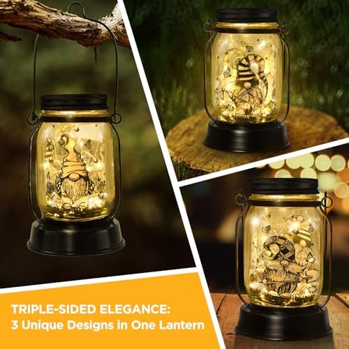 kyoryuger Gnome Gifts for Women/Men Gnome Lovers Solar Lantern Mom Birthday, Mothers Day, Dwarf Solar Funny Garden Decoration Outside for Yard, Patio,Backyard,Porch, Torches - Image 2