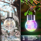Solar Hanging Lanterns Outdoor: 12 Pack Cracked Glass Ball Lights with Clip - Waterproof Color Changing Globe Decorative Garden Tree Fence - Gardening Holiday Gifts for Women - Image 6