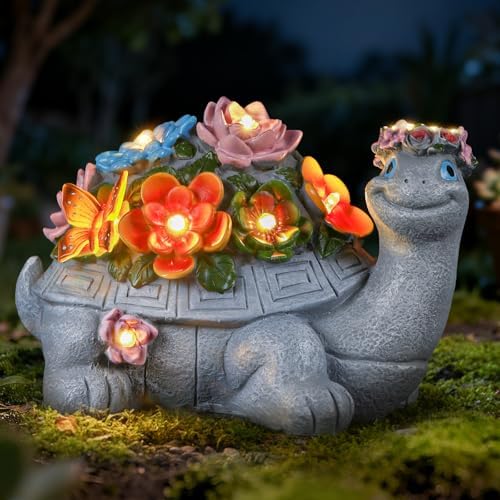 Large Solar Turtle Garden Statue,Outdoor Animal Statues for Garden,Yard,Lawn,Patio,Porch, Balcony, Unique Birthday Gifts for Mom, Women, and Grandma by IDEASHOW