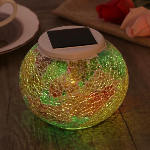 minkissy Mosaic Solar Glass Jar Light, Color Changing, Weatherproof - Image 7