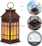 18" Solar Lanterns Outdoor Waterproof Flickering Flame Copper - Image 4