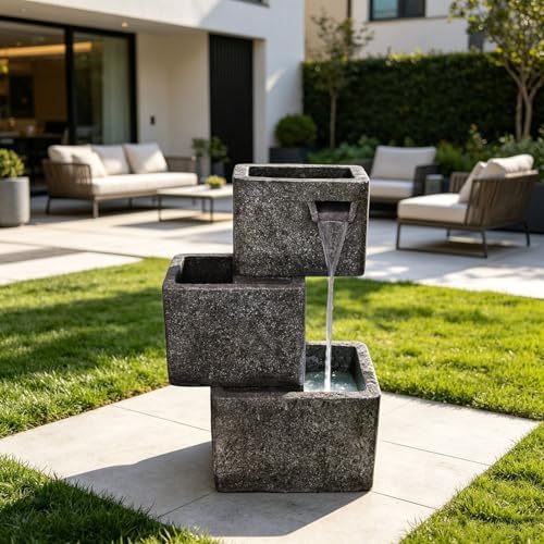 27.6" H Outdoor Modern Water Fountain, Floor Standing Water Feature - Image 3