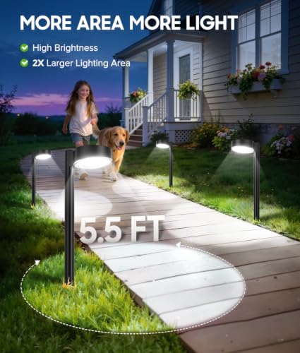ELECLINK 8 Pack Solar Pathway Lights Outdoor, Solar Powered Landscape Path Light with Larger LED Lens, Brighter Up to 12 Hrs Waterproof Outdoor Solar Light for Yard Garden Walkway Driveway Sidewalk - Image 3
