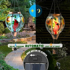 Hot Air Balloon Solar Lantern - Cardinal Bird Glass Lantern, Simulated Flickering & Dancing Flame, Outdoor Hanging Yard Light Waterproof IP65 for Patio Lawn Porch Decor Gift - Image 3