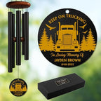 Personalized Trucker Memorial Wind Chime – “Keep On Trucking” Custom Name & Years – Outdoor Sympathy Gift for Truck Drivers – Remembrance Windchime for Loss of Loved One, Memorial Garden Décor by AlpadilCo