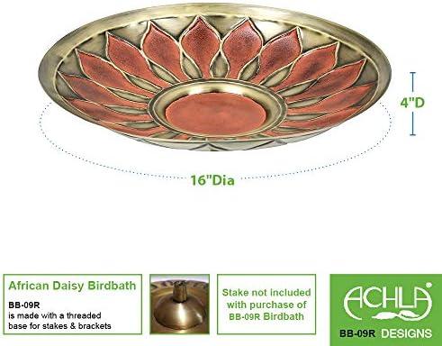 Achla Designs African Daisy Birdbath Bowl, Red - Image 2