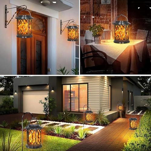 Asixxsix Solar Torch Light, Realistic Flickering Flame Effect Solar Lights Outdoor Extended Runtime Water Proof Flickering Flame for Pathway Yard Patio Decorations ( Light 91008A with Clips 2pcs) - Image 2