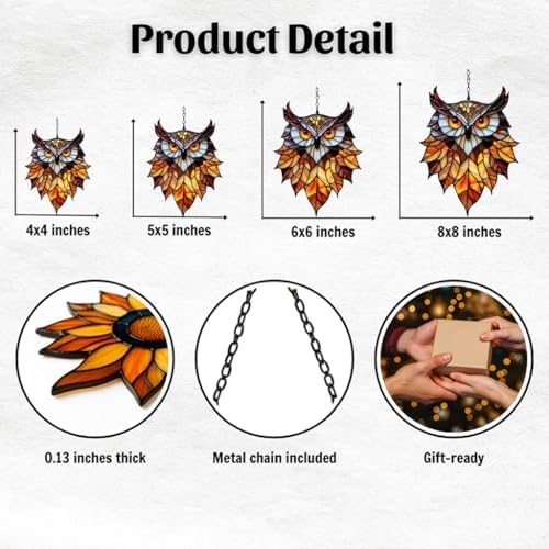 Autumn Leaves Owl Acrylic Suncatcher - Image 2