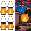 4 Pack Solar Lanterns Outdoor Waterproof, Solar Flame Lanterns with 2 Modes by SANJICHA