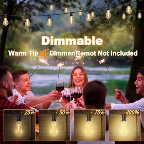 100FT Outdoor String Lights with 50 Bulbs(2FT Spacing), 3 Spare Bulbs - Image 3