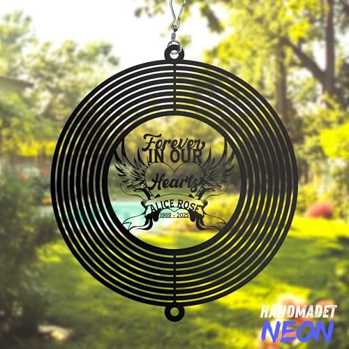 Personalized Wind Spinner Sublimation Hummingbird Custom Name Flowers Metal Art Laser Cut Design 3D Decor for Garden Yard Outdoor Indoor Lawn Patio Porch Birds Lover Presents (Memorials) - Image 4