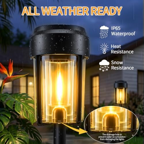 Solar Pathway Lights Outdoor, IP65 Waterproof Solar Powered Garden Lights, Auto On/Off Outdoor Light for Yard Lawn Garden Patio Walkway Driveway Landscape Lighting (6 Pack) - Image 3