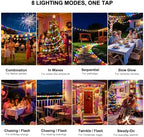 Solar Rope Lights Outdoor Waterproof, 66FT 200 LED Solar String Lights with 8 Lighting Modes,Trampoline Lights, Solar Patio Light for Garden Fence Backyard Deck Porch Pool Tree Christmas Decor - Image 6