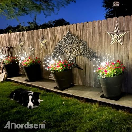Anordsem Solar Firework Lights Outdoor Garden Sparkler Lights 4 Pack White - Image 6